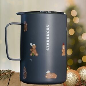 Holidays 2025 Starbucks Grey Stainless Steel Mug Gingerbread Tumbler